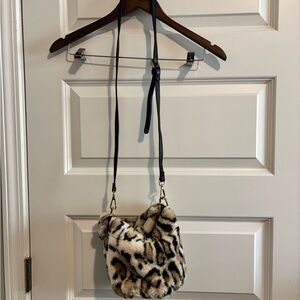 Topshop Animal Print Faux Fur Crossbody Bag